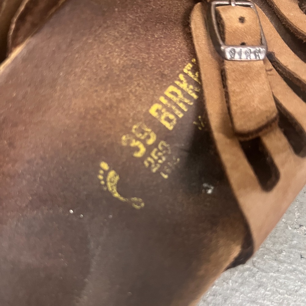 Birkenstock Granada Sandals Unisex M6/W8 Brown Leather Open Toe Slip On Slide - Picture 8 of 8
